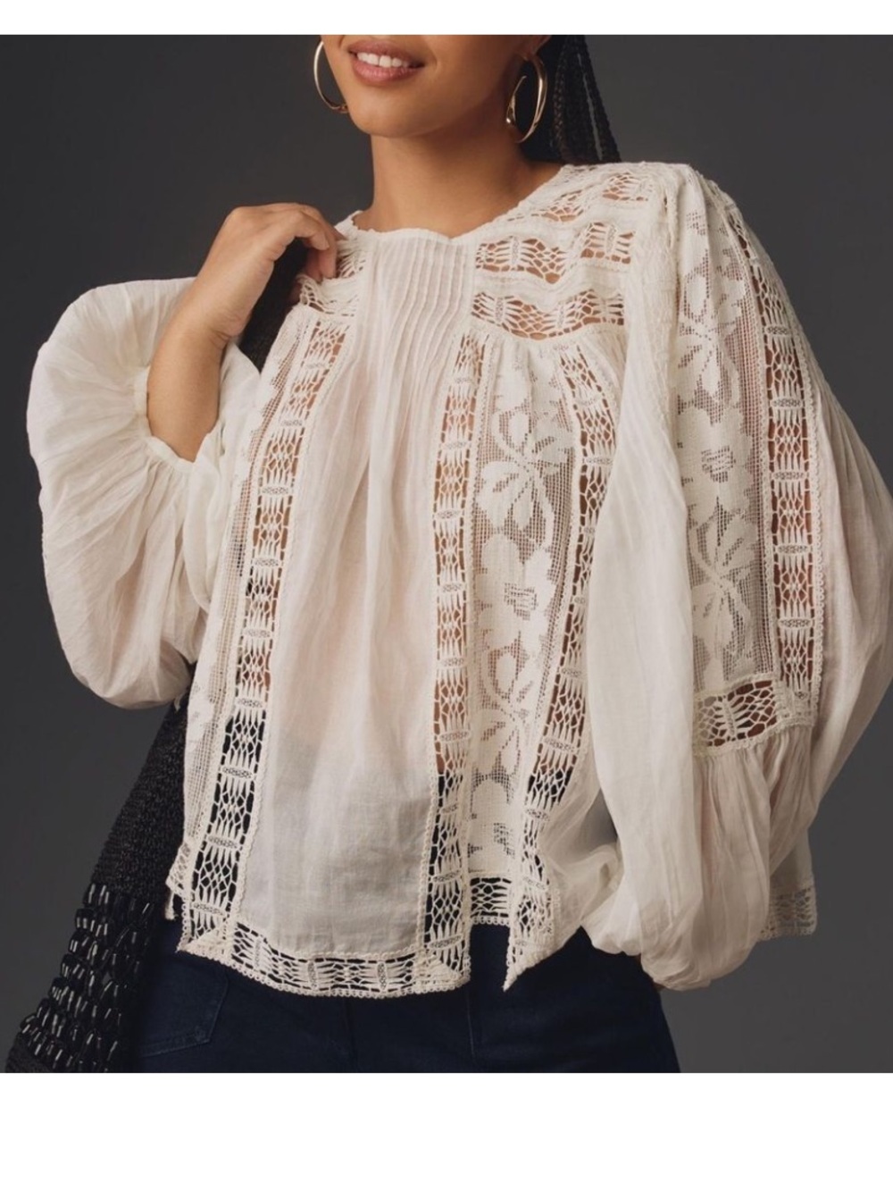Anthropologie Forever That Girl Crochet Lace Peasant Top